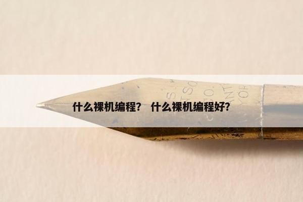 什么裸机编程？ 什么裸机编程好？
