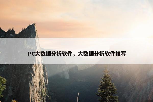 PC大数据分析软件，大数据分析软件推荐