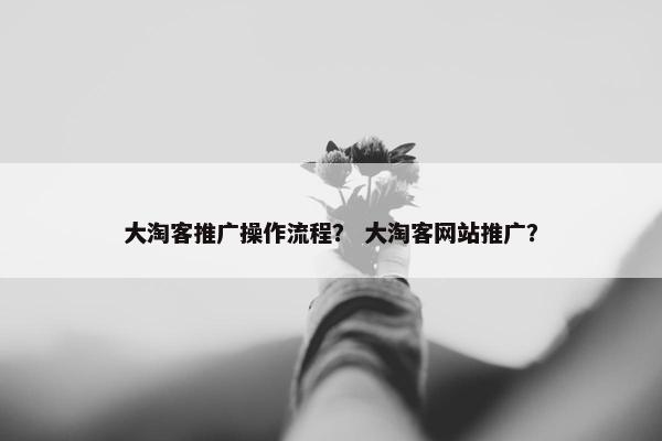 大淘客推广操作流程？ 大淘客网站推广？