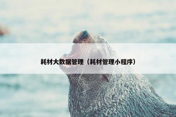 耗材大数据管理（耗材管理小程序）