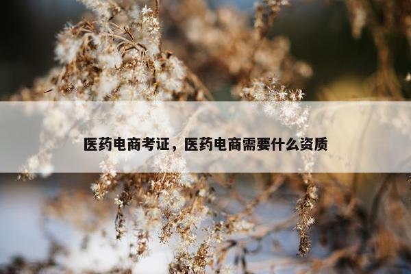 医药电商考证，医药电商需要什么资质