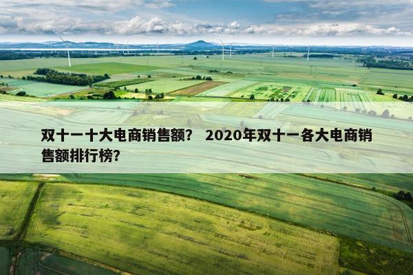 双十一十大电商销售额？ 2020年双十一各大电商销售额排行榜？