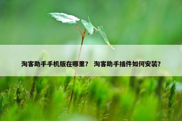 淘客助手手机版在哪里？ 淘客助手插件如何安装？