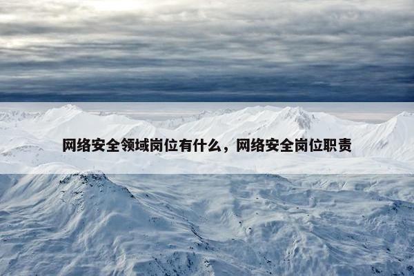 网络安全领域岗位有什么，网络安全岗位职责