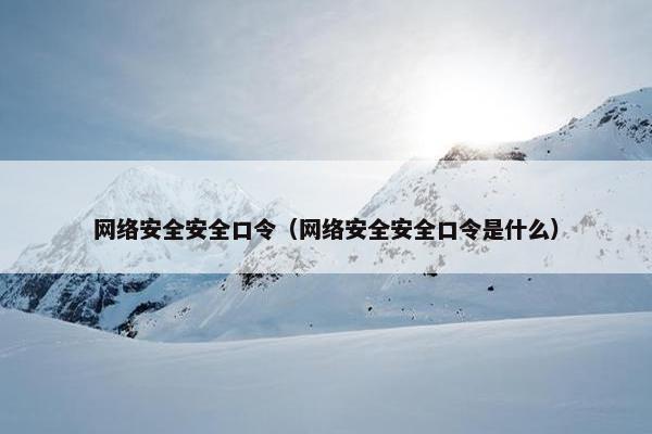 网络安全安全口令（网络安全安全口令是什么）