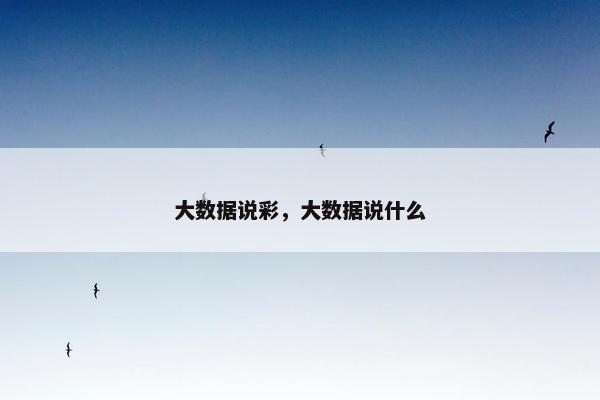 大数据说彩，大数据说什么