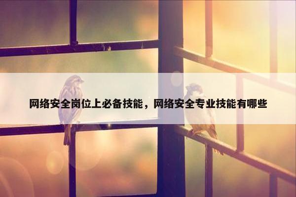 网络安全岗位上必备技能，网络安全专业技能有哪些
