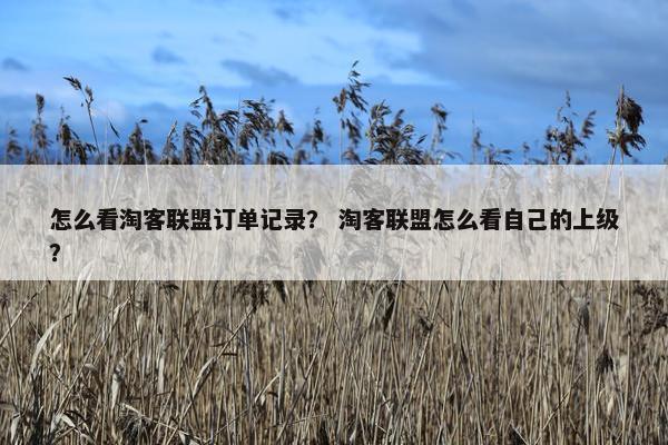 怎么看淘客联盟订单记录？ 淘客联盟怎么看自己的上级？