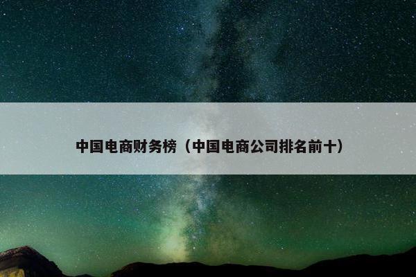 中国电商财务榜（中国电商公司排名前十）