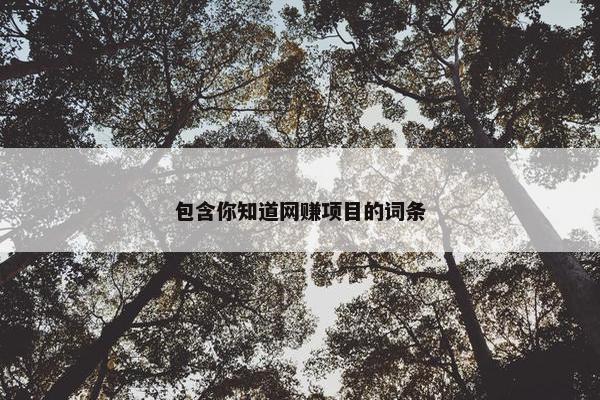 包含你知道网赚项目的词条