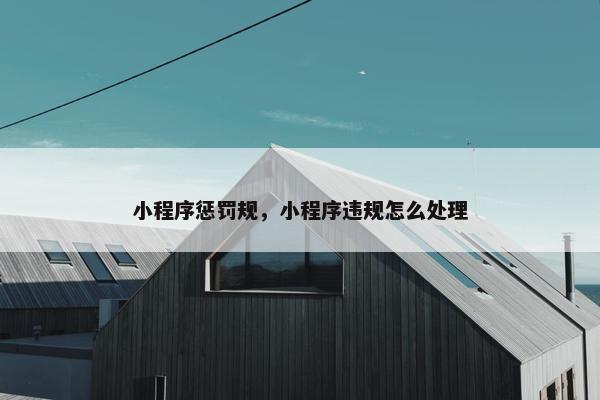 小程序惩罚规，小程序违规怎么处理