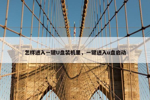 怎样进入一键U盘装机里，一键进入u盘启动