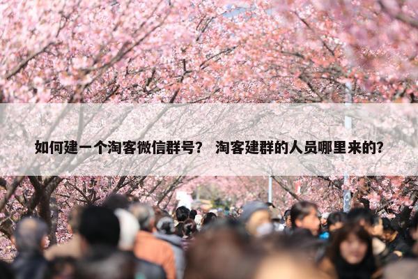 如何建一个淘客微信群号？ 淘客建群的人员哪里来的？