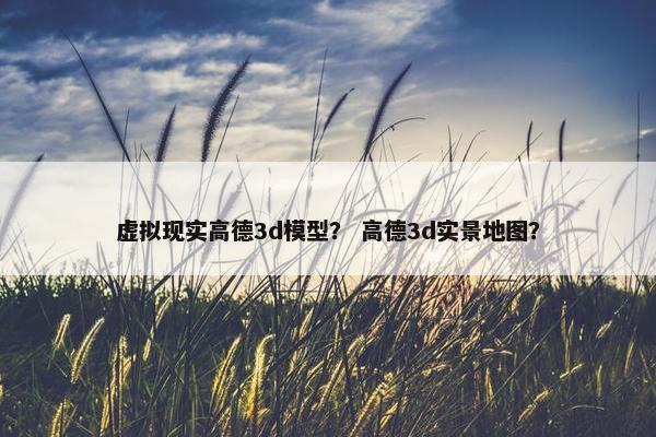 虚拟现实高德3d模型？ 高德3d实景地图？