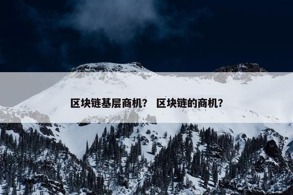 区块链基层商机？ 区块链的商机？