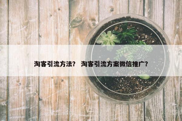 淘客引流方法？ 淘客引流方案微信推广？