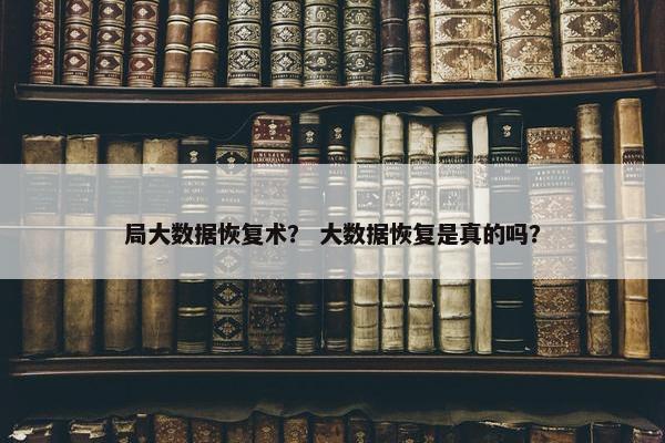 局大数据恢复术？ 大数据恢复是真的吗？