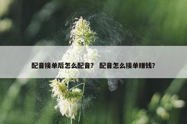 配音接单后怎么配音？ 配音怎么接单赚钱？