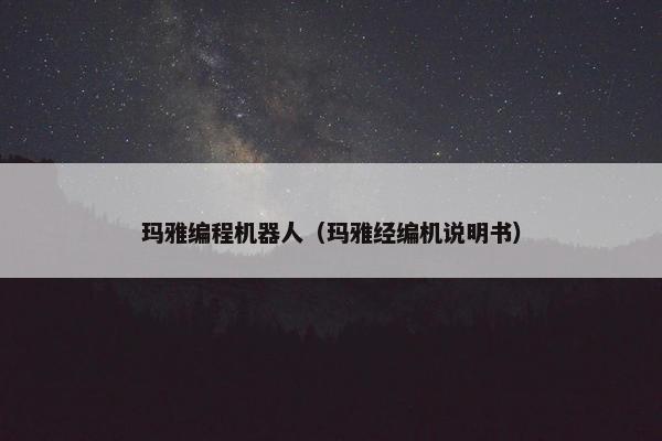 玛雅编程机器人（玛雅经编机说明书）