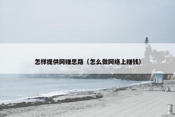 怎样提供网赚思路（怎么做网络上赚钱）
