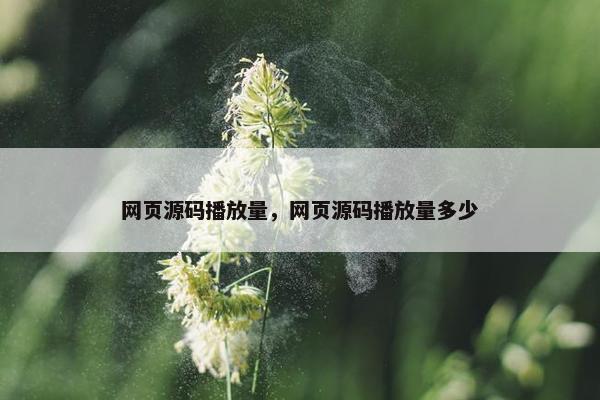 网页源码播放量，网页源码播放量多少