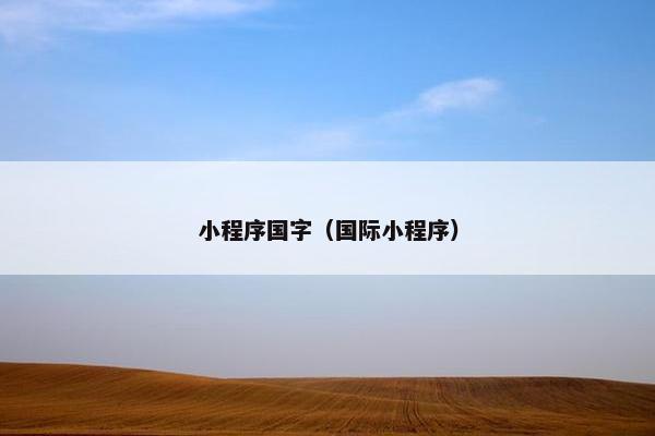 小程序国字（国际小程序）