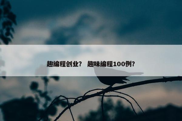趣编程创业？ 趣味编程100例？