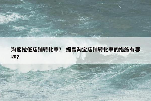 淘客拉低店铺转化率？ 提高淘宝店铺转化率的措施有哪些？