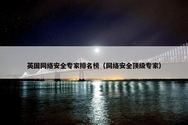 英国网络安全专家排名榜（网络安全顶级专家）