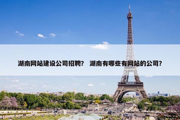 湖南网站建设公司招聘？ 湖南有哪些有网站的公司？