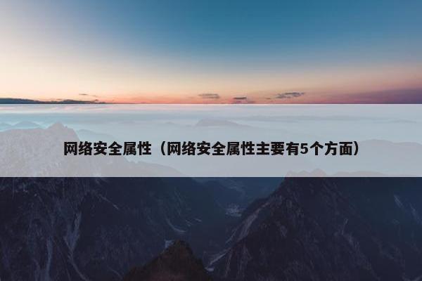 网络安全属性（网络安全属性主要有5个方面）