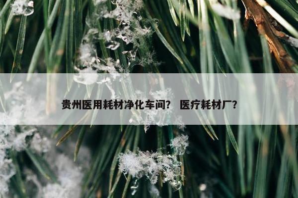 贵州医用耗材净化车间？ 医疗耗材厂？