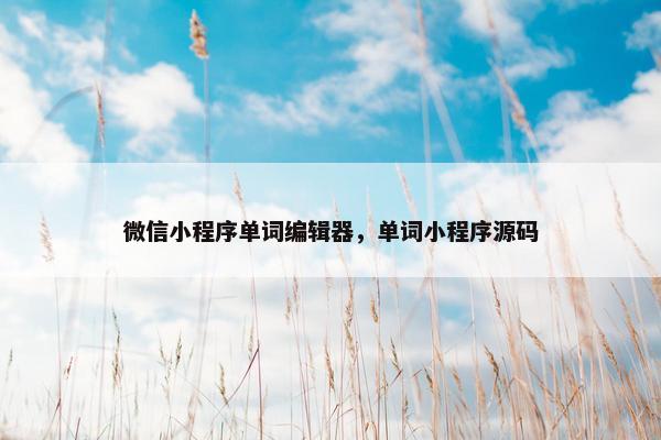 微信小程序单词编辑器，单词小程序源码
