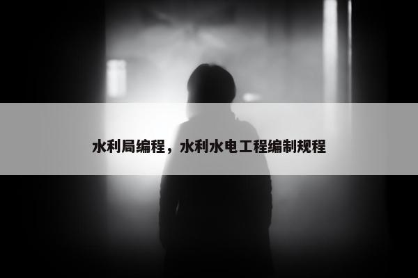 水利局编程，水利水电工程编制规程