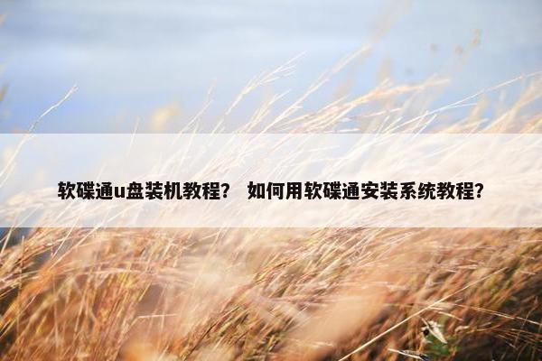软碟通u盘装机教程？ 如何用软碟通安装系统教程？