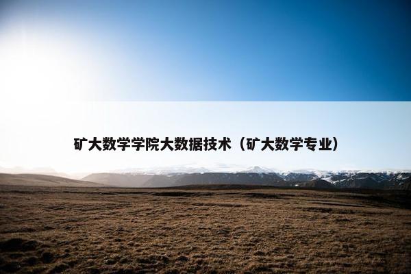 矿大数学学院大数据技术（矿大数学专业）