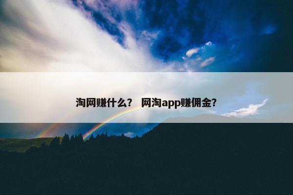 淘网赚什么？ 网淘app赚佣金？