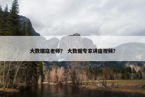 大数据寇老师？ 大数据专家讲座视频？