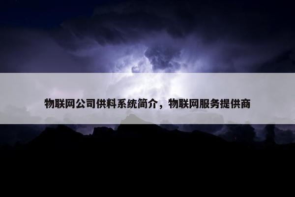 物联网公司供料系统简介，物联网服务提供商