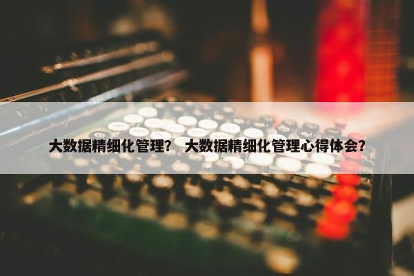 大数据精细化管理？ 大数据精细化管理心得体会？