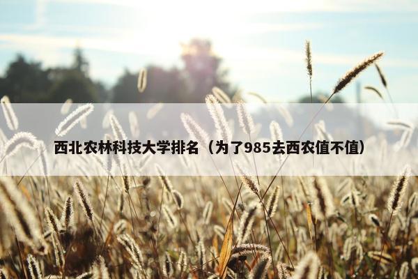 西北农林科技大学排名（为了985去西农值不值）