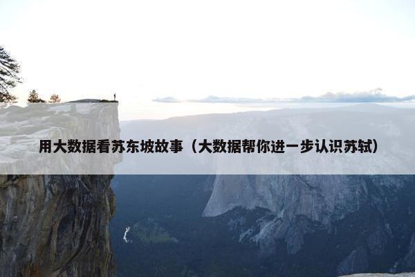 用大数据看苏东坡故事（大数据帮你进一步认识苏轼）