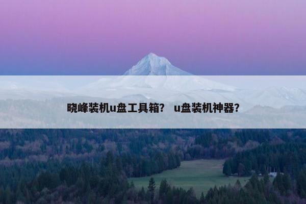 晓峰装机u盘工具箱？ u盘装机神器？