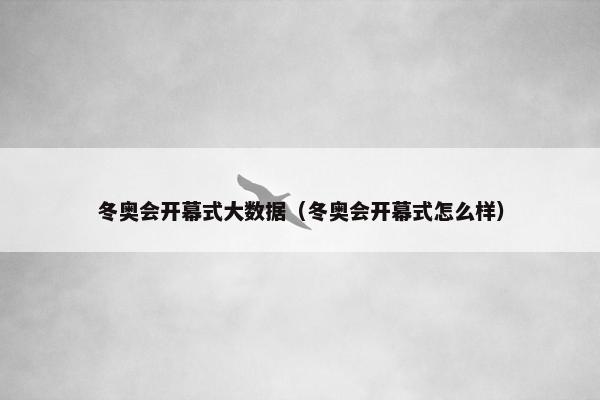 冬奥会开幕式大数据（冬奥会开幕式怎么样）