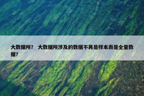 大数据所？ 大数据所涉及的数据不再是样本而是全量数据？