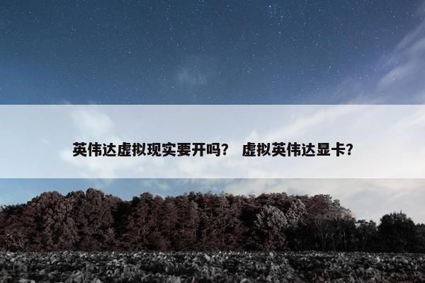 英伟达虚拟现实要开吗？ 虚拟英伟达显卡？