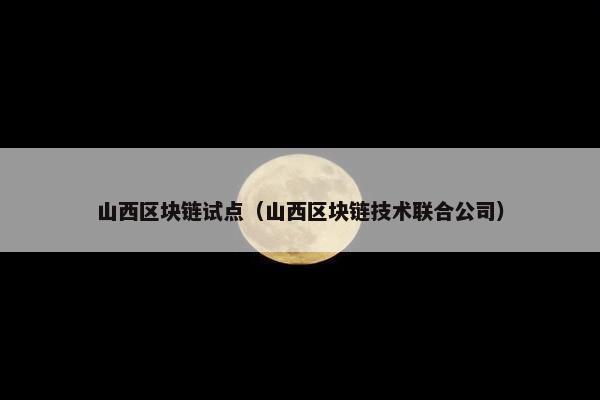 山西区块链试点（山西区块链技术联合公司）