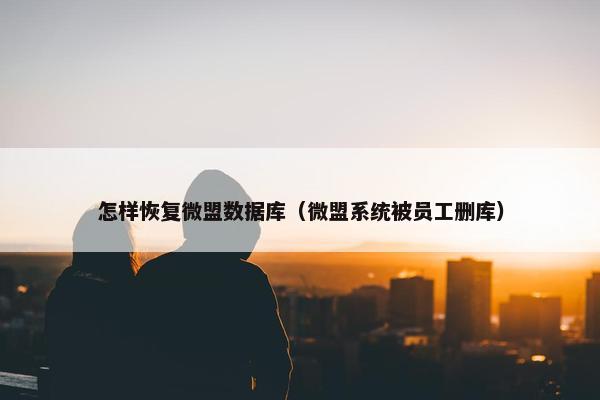 怎样恢复微盟数据库（微盟系统被员工删库）