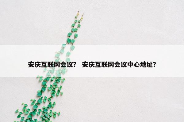 安庆互联网会议？ 安庆互联网会议中心地址？