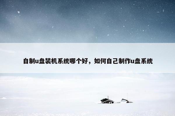 自制u盘装机系统哪个好，如何自己制作u盘系统